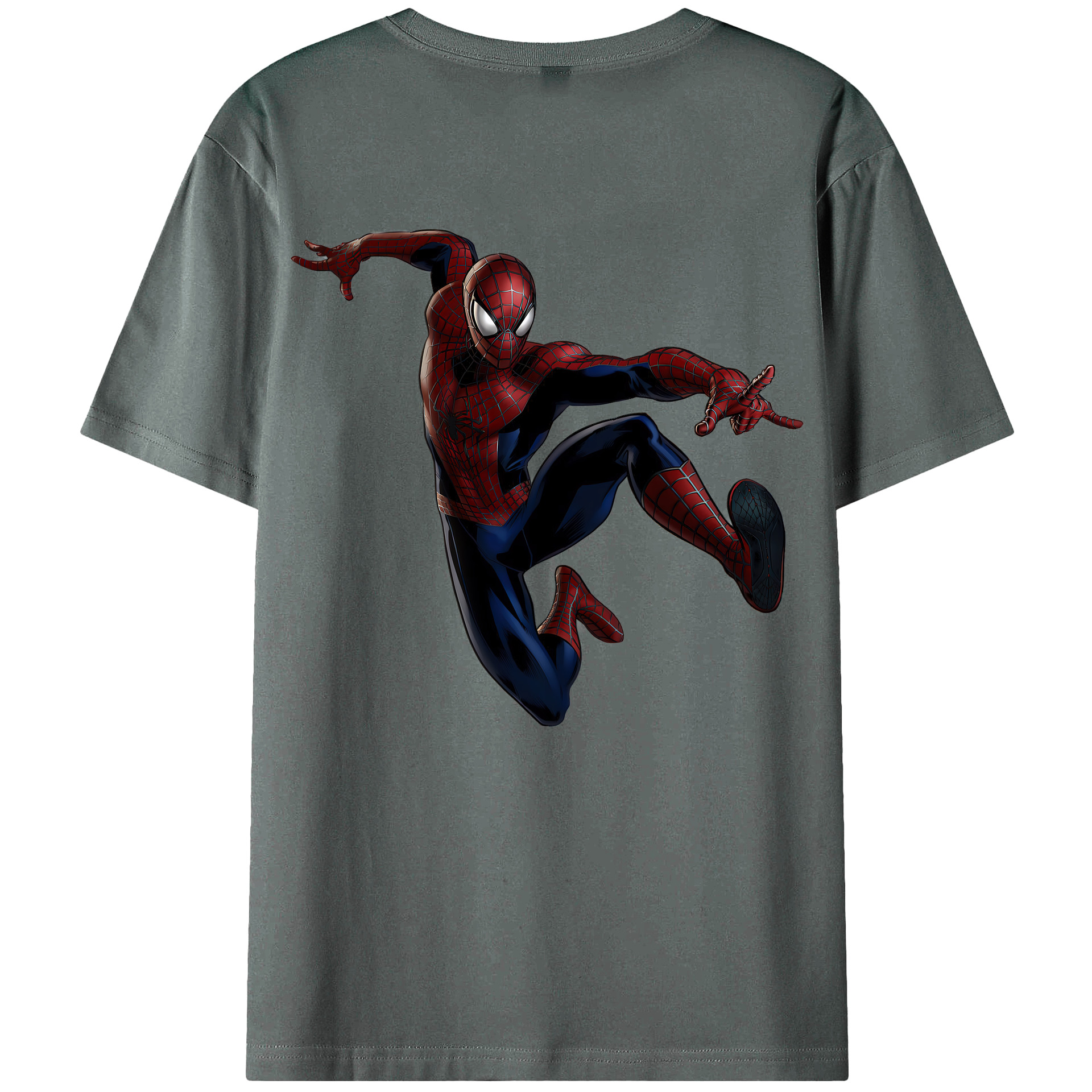 （画像用） Spider Man スパイダーマン 綿100％ メンズ半袖Tシャツ（バックプリント） 通気性